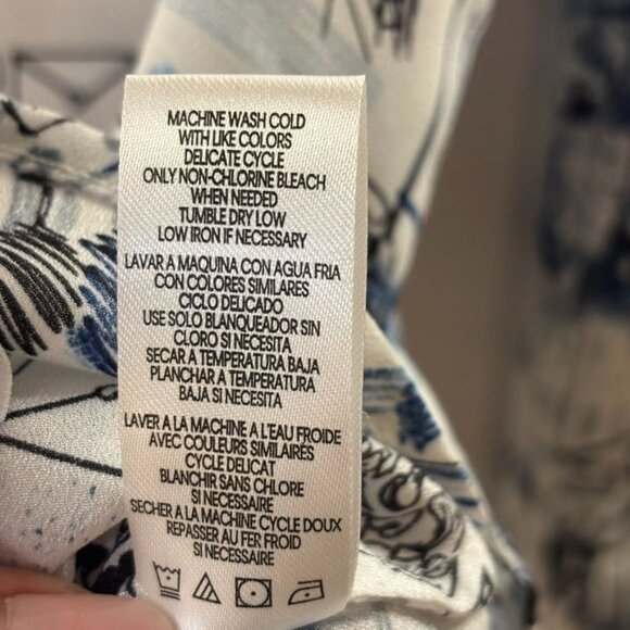 Karl Lagerfeld Paris Womens Graphic Print Long Sleeve Button-Down Shirt M 100% P - Picture 5 of 13